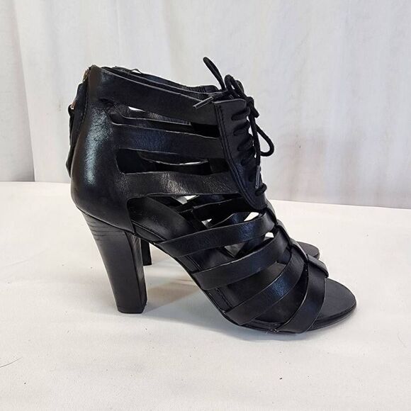 LAUREN Ralph Lauren Larisa Open-Toe Gladiator Sandals Black Leather Size 6.5 - Picture 4 of 9
